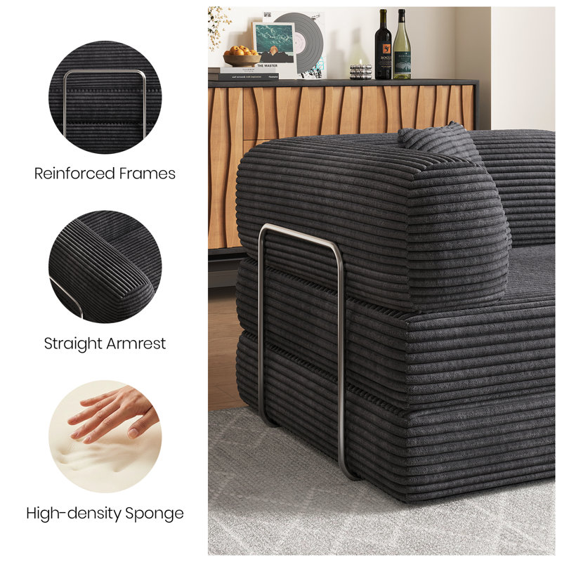 4-in-1 Convertible Sofa Bed, 78.7" Folding Couch, Corduroy Futon with Pull Out Bed for Living Room, No Assembly Required