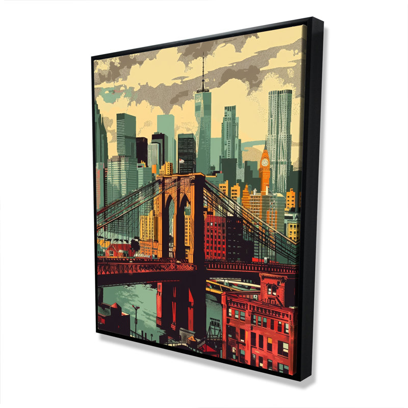 The Bridge - Toile encadrée orange pour la décoration intérieure | Art
