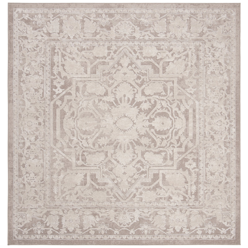 Tapis beige / crème Calidia, Carré 8 pi