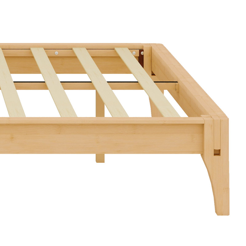 Solid Dry Bamboo Wood Platform Bed Frame, With Wood Slat Support, Natural
