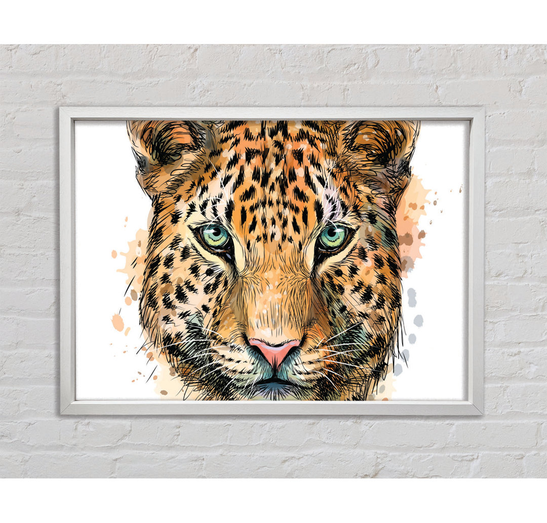 Leopardengesicht Aquarell - Druck