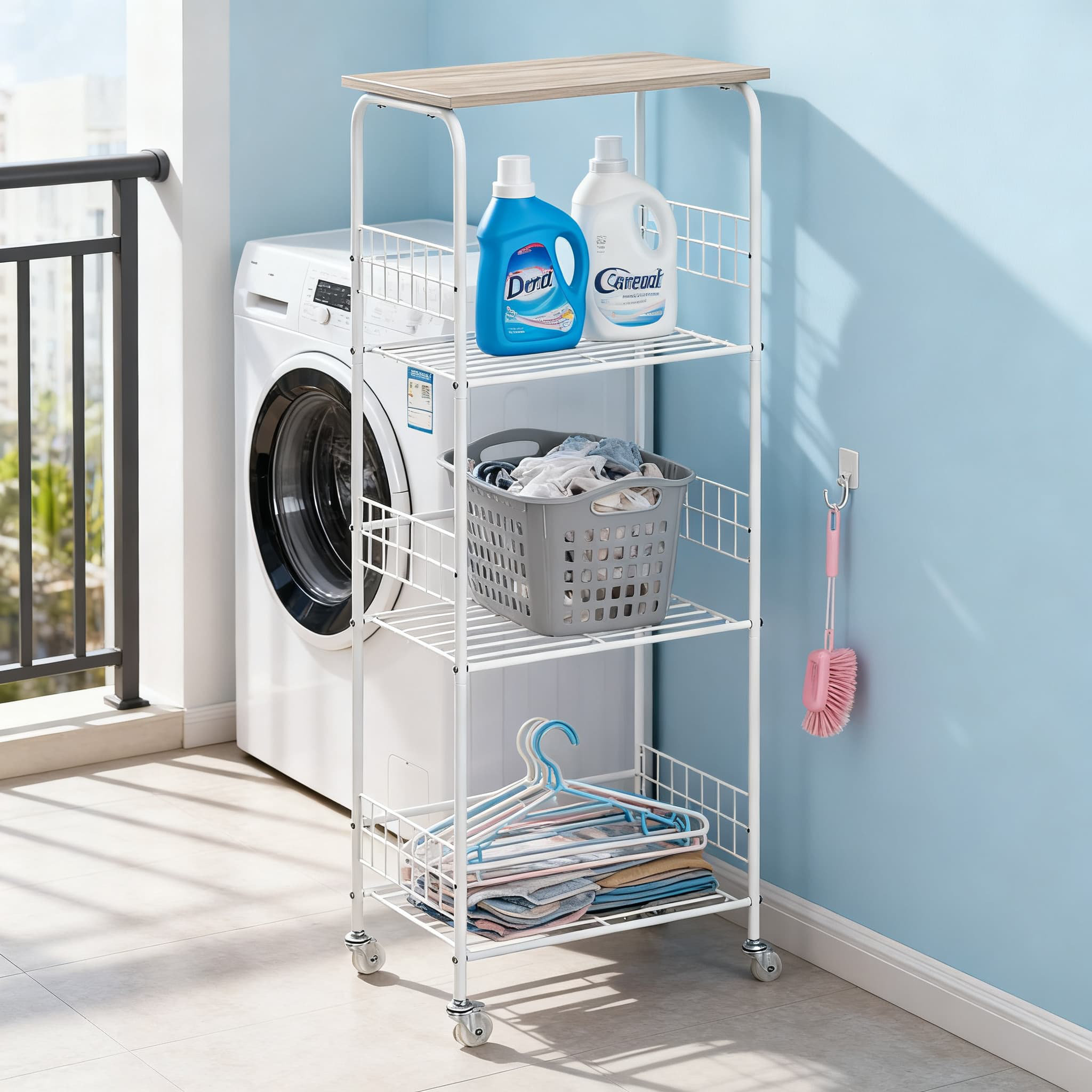 Rebrilliant 4-Tier Rolling Metal Wire Shelf With Lockable Wheels ...