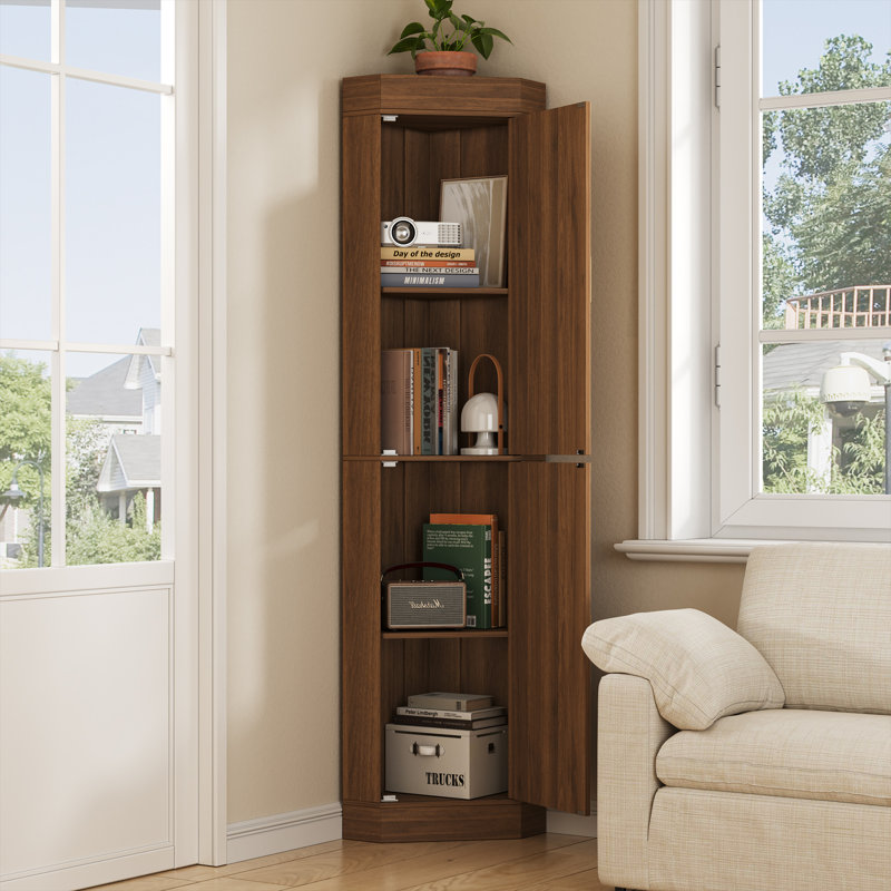 70.5’’ Tall Kitchen Pantry Cabinet With 2 Doors, Fluted Corner Cabinet For Kitchen, Dinning Room, Living Room, Bedroom