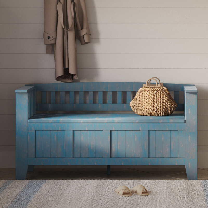 Banc de rangement transitionnel en bois massif Acadian 48 po L, 25,2 po H x 36 po L x 17 po P, Noir
