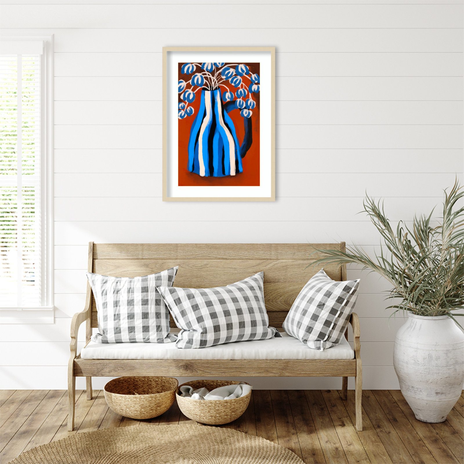 Galya "Striped Vase" Print by Treechild, 33" H x 24" W, Brown