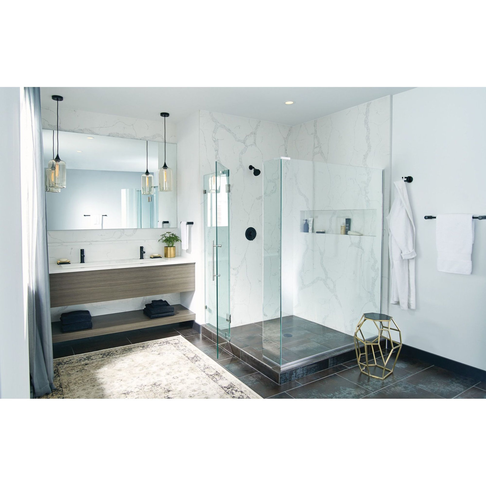 Align Posi-Temp Shower Arm with Valve Trim, Matte Black
