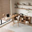 Bureau de direction brun en bois massif en forme de L-949714229
