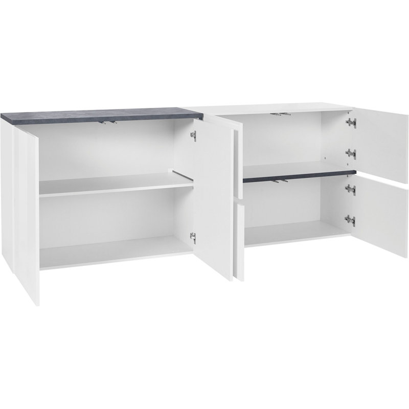 Haines 210cm Sideboard, White/Black