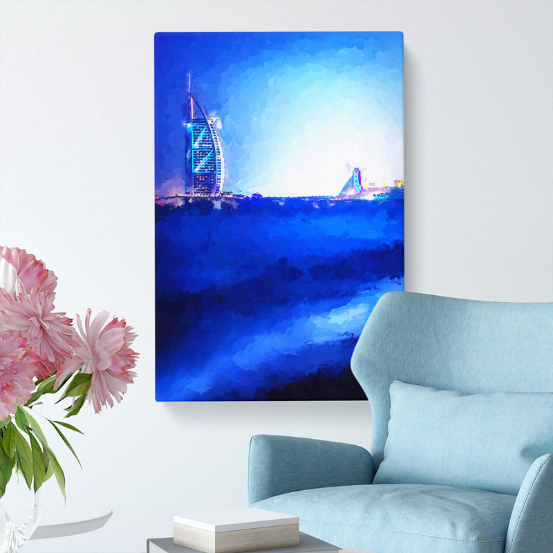 The Burj Al Arab Hotel In Dubai In Abstract - Wrapped Canvas, 76cm H x 50cm W x 3cm D