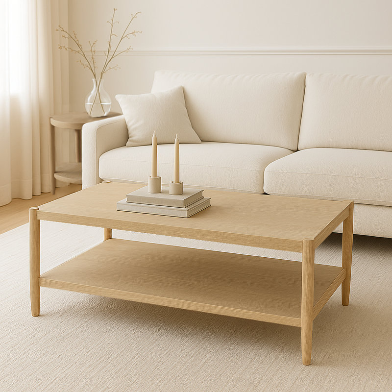 Reece Rectangular Coffee Table, Natural Wood