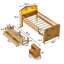 Lit mezzanine simple avec éclairage à DEL et espace de rangement pour tiroirs fonctionnels naturels-397766112