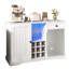 Meuble-bar à café moderne de 120 cm avec compartiment réfrigérateur, mini-réfrigérateur avec rangement pour bouteilles de vin, porte-verres et éclairage DEL-701808762