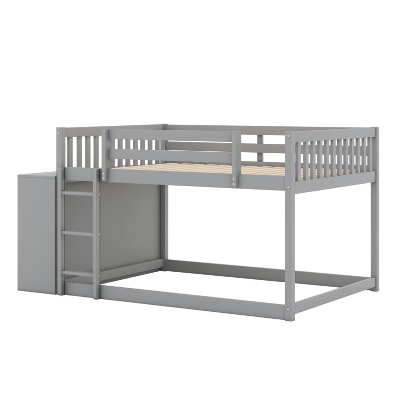 Lit superposé avec 4 tiroirs et 3 tablettes, Gris