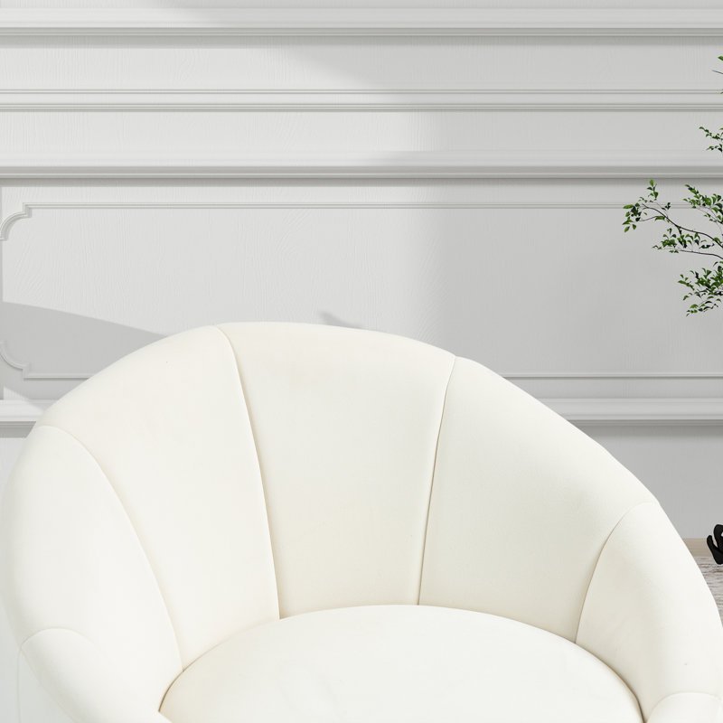 Fauteuil demi-tonneau en velours, Velours beige