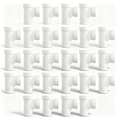 2 po. Tuyau d'évacuation des eaux usées en PVC, tuyau d'évacuation en PVC, té H x H x H en PVC blanc, raccord d'évacuation et d'évacuation, (paquet de 25)