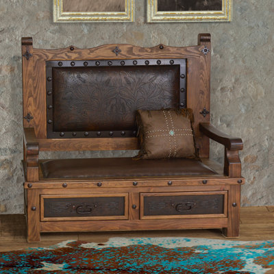 Ettienne Genuine Leather Upholstered Storage Bench