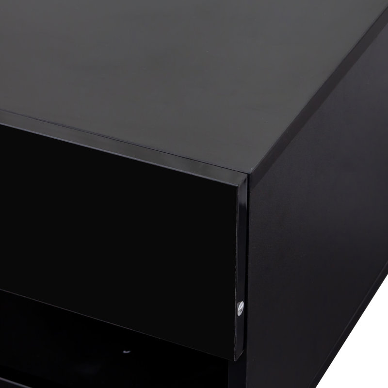 Meuble télé 80 po avec lumières à DEL et ensemble de rangement spacieux, unité murale noire 20 couleurs, Flair Group contemporain