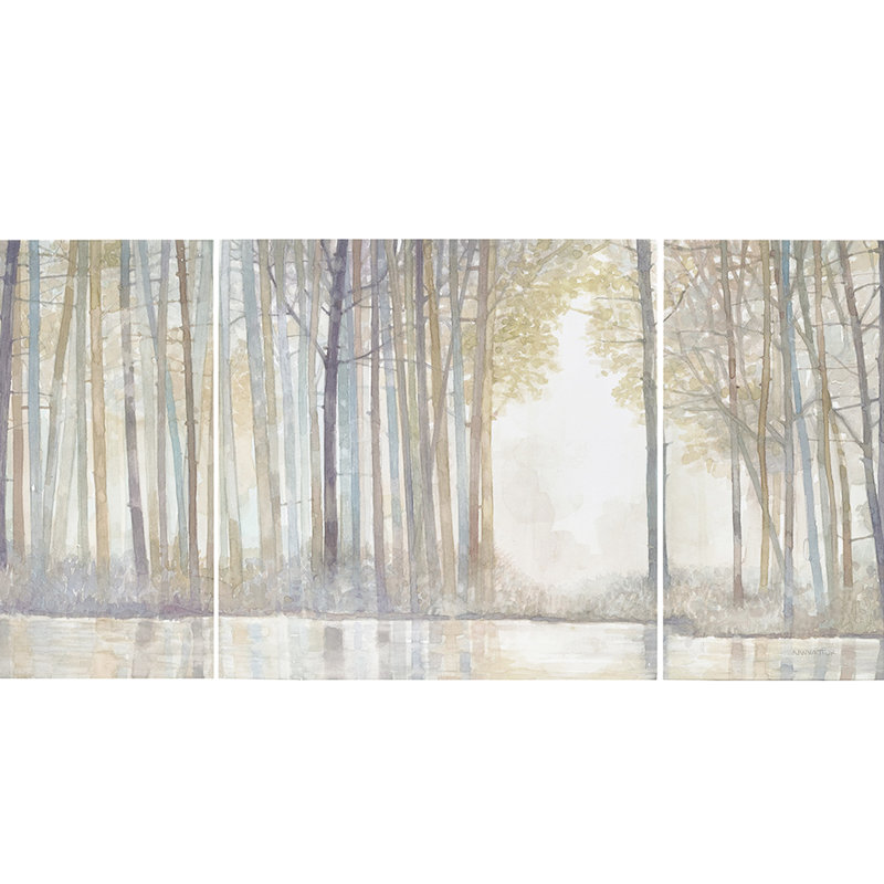«3 Forest Wall Art - Serene et étang avec cintres»