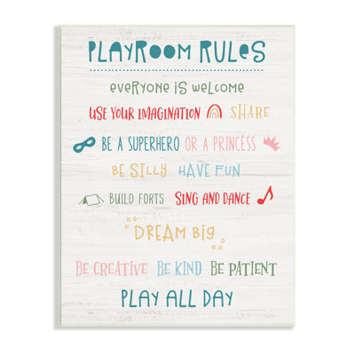 Playroom Rules Sign Kid's Motivational Phrases Lis Textual Art Print