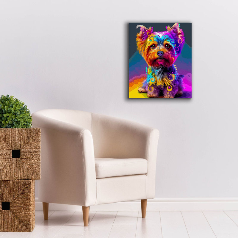 «The Soph sophistiqué Yorkie» par Dean Russo, art mural sur toile, H 24 po x l 20 po x P 0,75 po