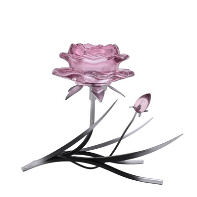 15.5Cm Glass Metal Tabletop Votive Holder