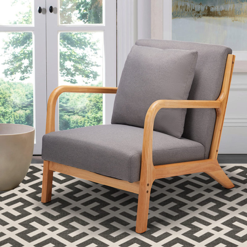 Upholstered Armchair, Grey Linen