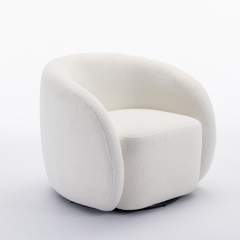Upholstered Swivel Armchair, White