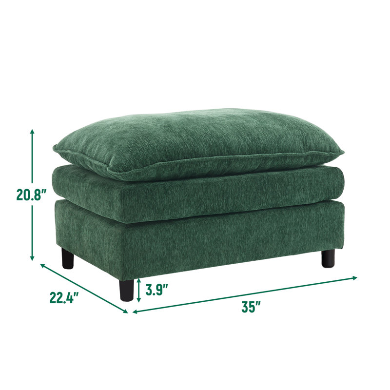 Comfy Chenille Ottomann For Living Room,Bedroom,Apartment, Green