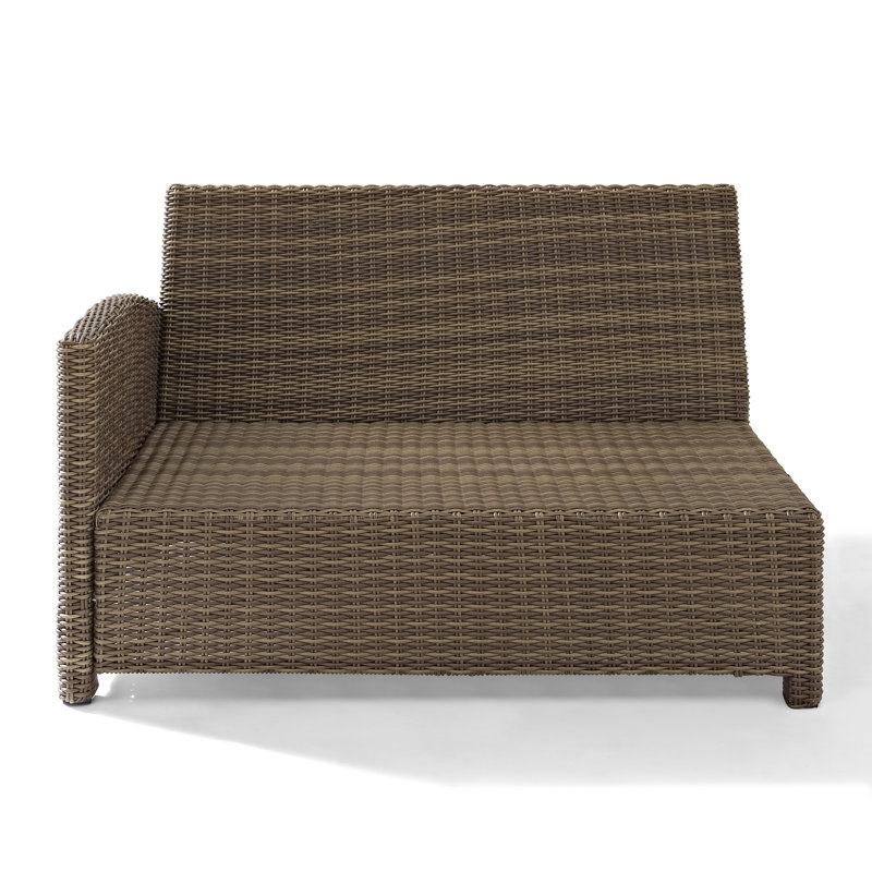 52.75'' Wide L-Shaped Loveseat with Cushions, Sand, Brown