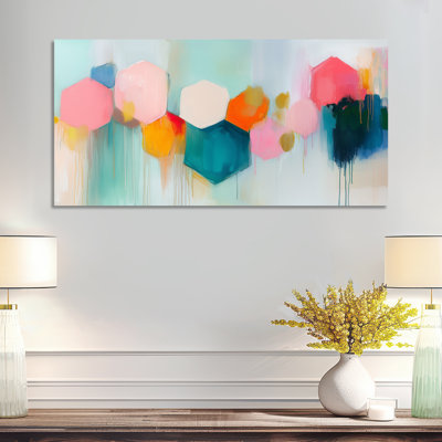Warm Warm Prints - Hexagone nid d'abeille dans les tons de coucher de soleil II, décoration murale moderne rose