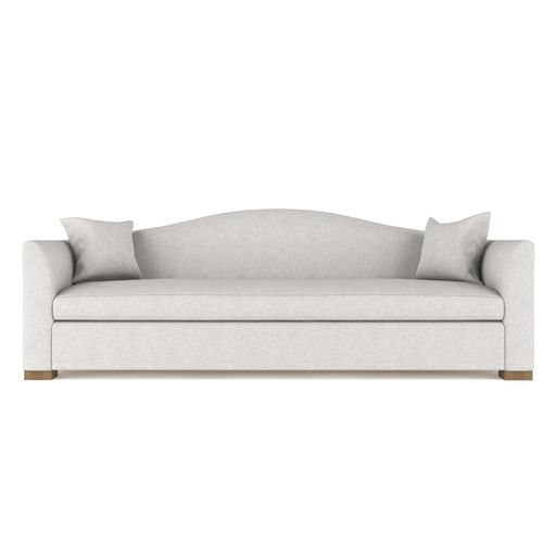 Horatio Camelback Taper Curved-Arm Sofa, Box Weave Linen Alabaster, 33" H x 96" W x 36" D, Weathered