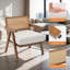 Chaise d'appoint Mid-Century moderne, chaises de salon confortables avec pieds en bois robuste, dossier en rotin-357402503
