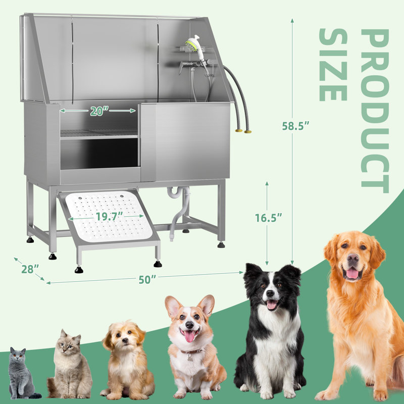 Station de lavage professionnelle pour chien en acier inoxydable 