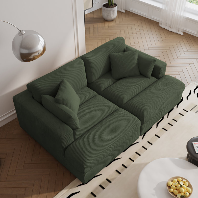 Bentura Echavarria 213.4Cm Recessed Arms Modular Sleeper, Green