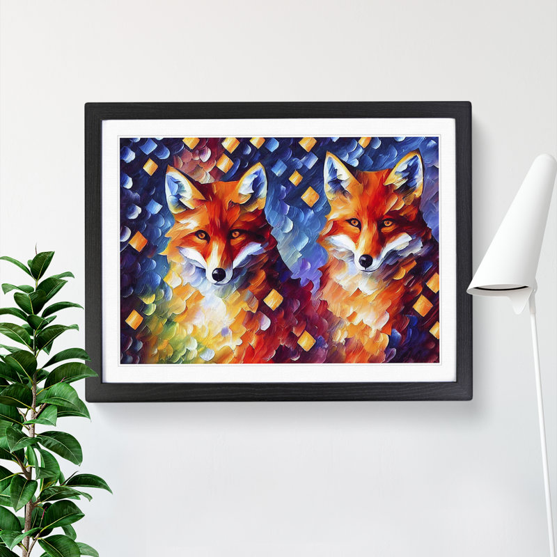 Fox - Single Picture Frame Print, Black, 46cm H x 64cm W x 2cm D