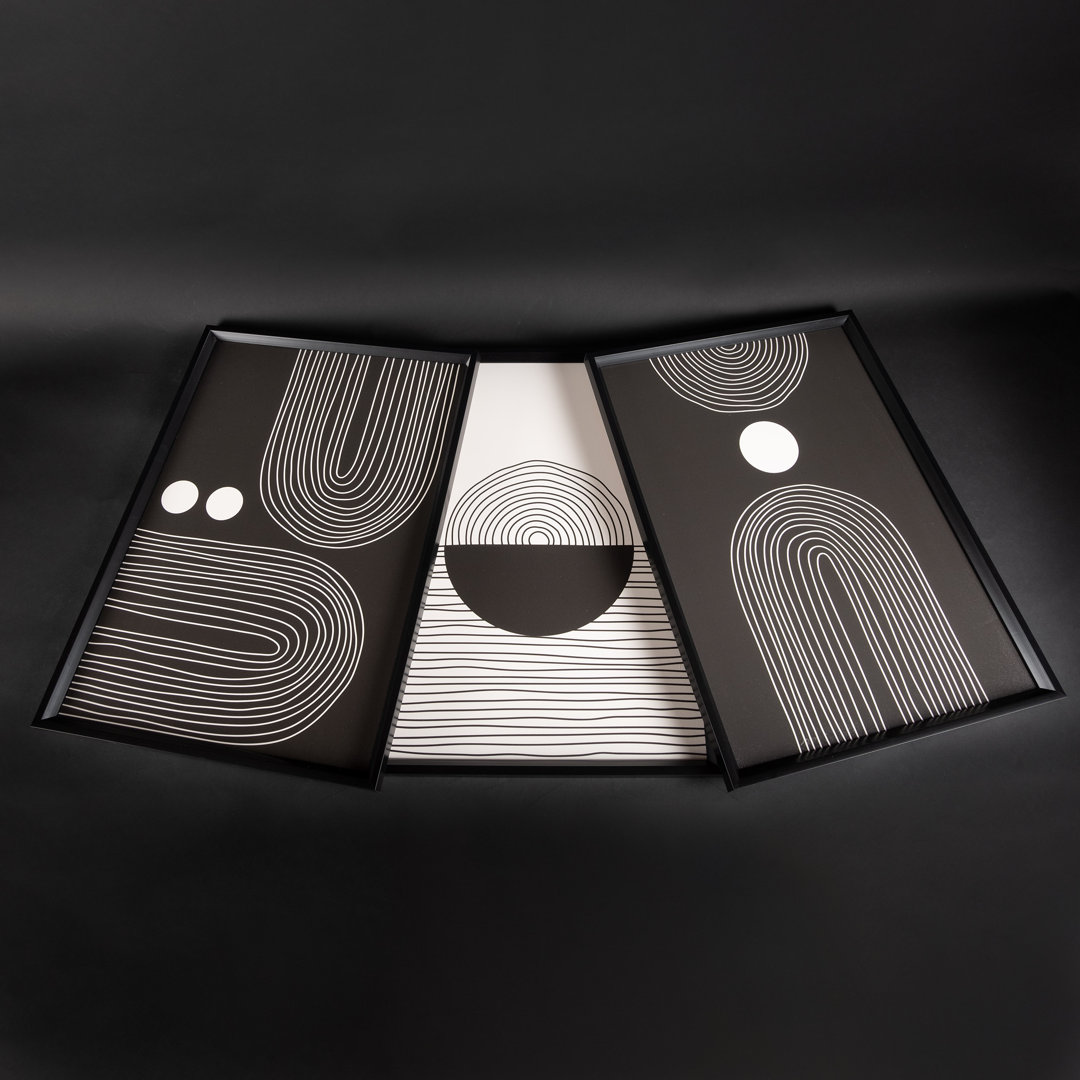 Circular - 3 Piece Single Picture Frame Painting Set on Wood
