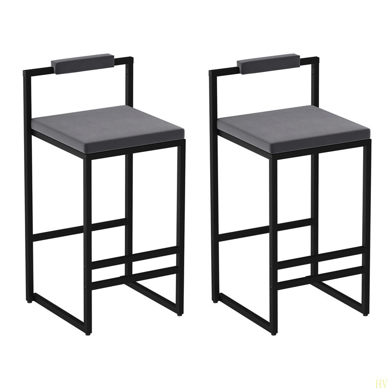 Tabourets de bar rembourrés en velours à hauteur de comptoir pour îlot de cuisine, ensemble de 2 chaises de salle à manger modernes avec repose-pieds