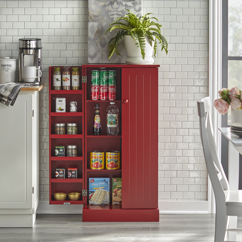 Teegarden 41.25'' Kitchen Pantry, Red