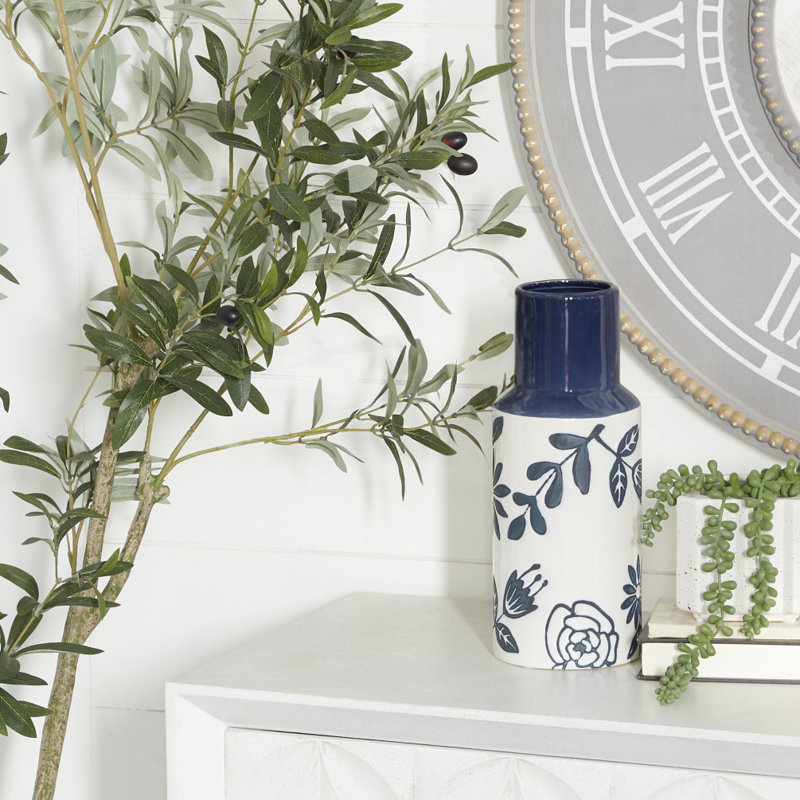 Vase moderne en céramique bleue, 12 x 5 x 5