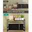 Expandable Microwave Shelf, Microwave Stand, 41.5-64 Cm Adjustable Width, Kitchen Storage Rack, Steel And Bamboo, 4 Hooks, Cream White And Light Bamboo-2005756633