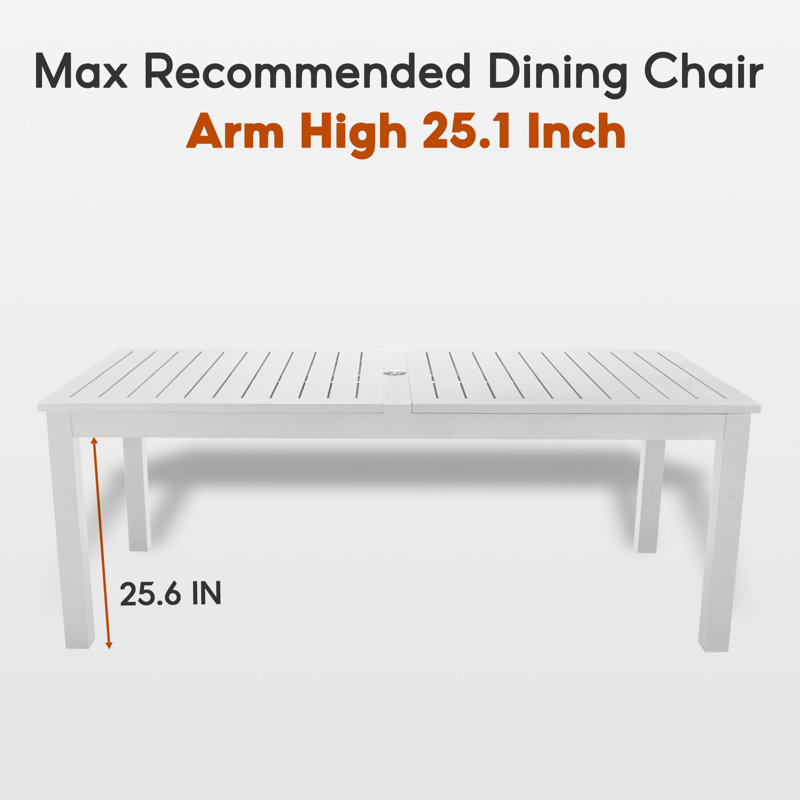 Table de salle à manger extensible en aluminium L 116 po x l 35,4 po Abbagayle, Gris chaleureux
