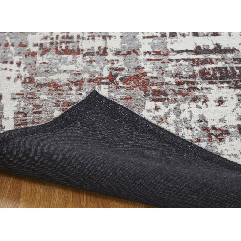 Cotton Area Rug in Rust/Gray, Rectangle 9'6" x 13'