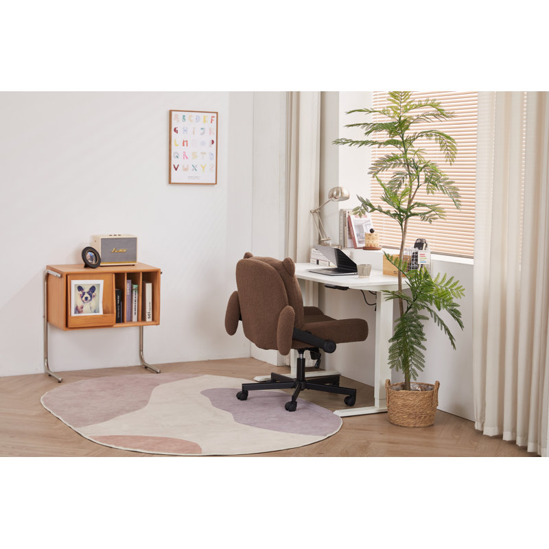 Modern  Ergonomic Home Office Chair With Adjustable Armrest And Smooth Wheels, Brown