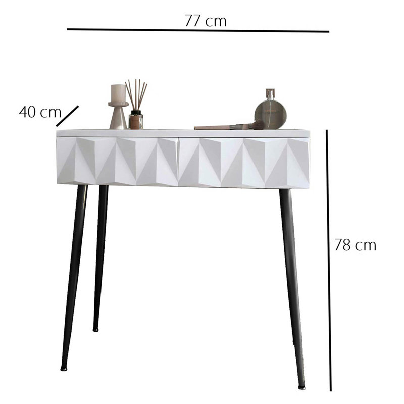 Audly Dressing Table, White/Black