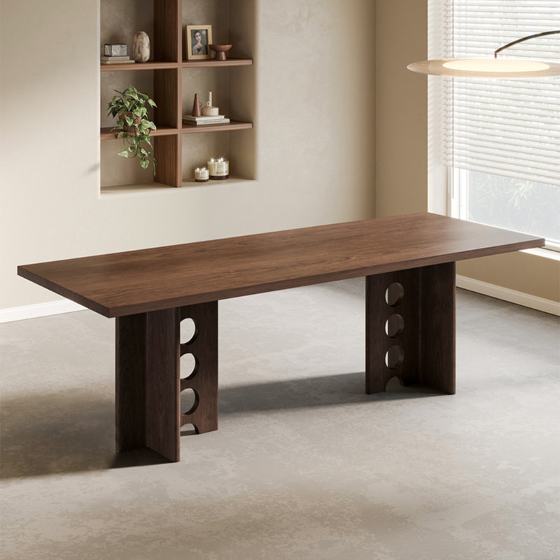 French vintage rectangular solid wood dining table, 29.53"H x 70.87"L x 31.50"W