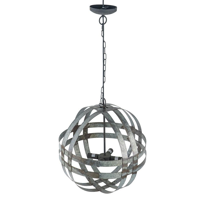 Gray Galvanized Metal 4-Light Chandelier
