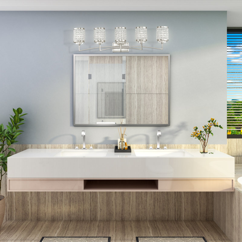 Éclairage pour salle de bain à intensité variable 5 lumières Belisle, Nickel brossé