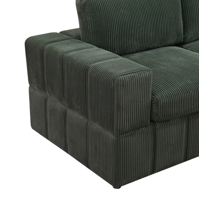 Ensemble de canapé modulaire réversible en velours côtelé 5- Picec, Green