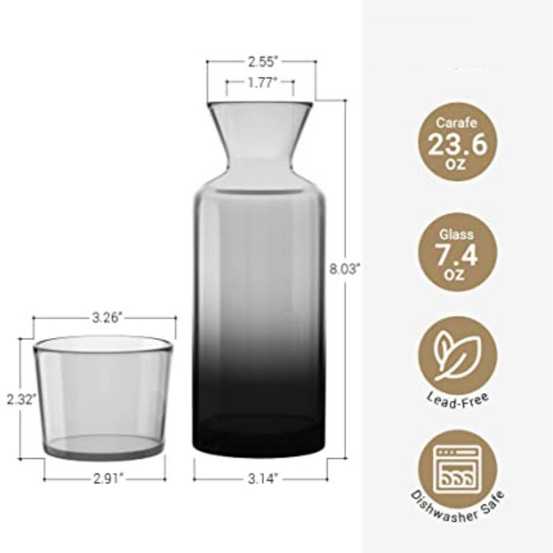 Carafe à eau et verre Bedside, Noir