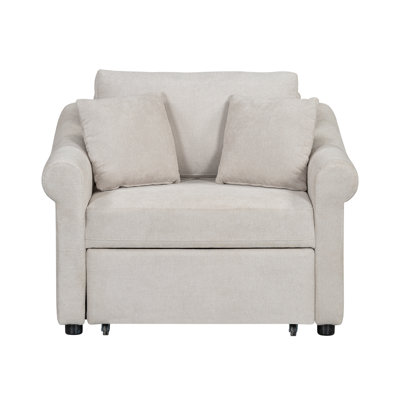 Eloria Mid-Century Modern Chenille Convertible Sleeper Chair with High-Density Sponge